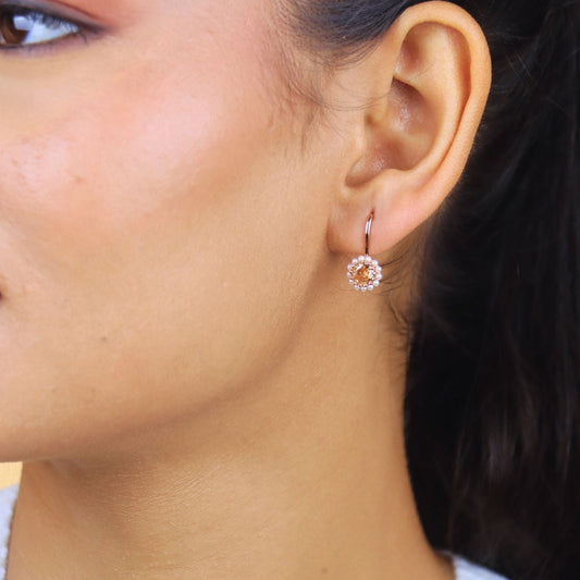 Pearla Halo Drop Earrings - 925 Silver