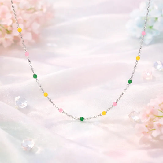 Pastel Harmony Bead Necklace - 925 Silver