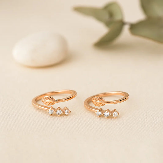 Leaf Sparkle 925 Silver Adjustable Toe Ring