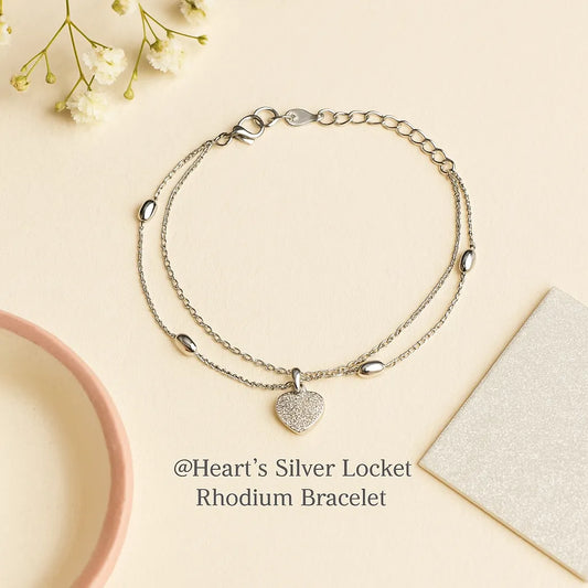 Heartβs Elegance Rhodium Bracelet - 925 Silver