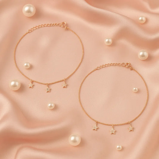 Star Drop 925 Silver Adjustable Anklet