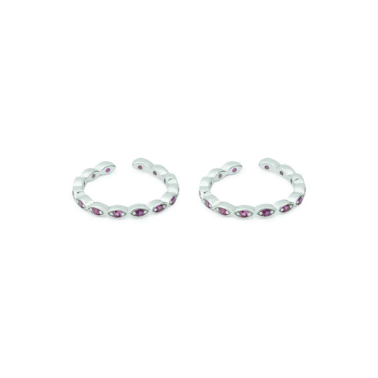Ruby Wave Adjustable Rose Gold Toe Ring-925 Silver