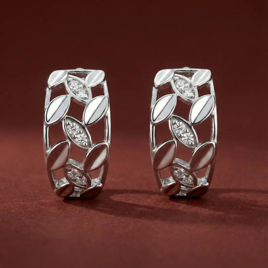 Luna Vine Silver Hoops Earrings - 925 Silver