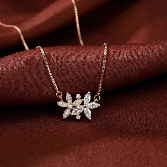 Floral Spark Necklace - 925 Silver