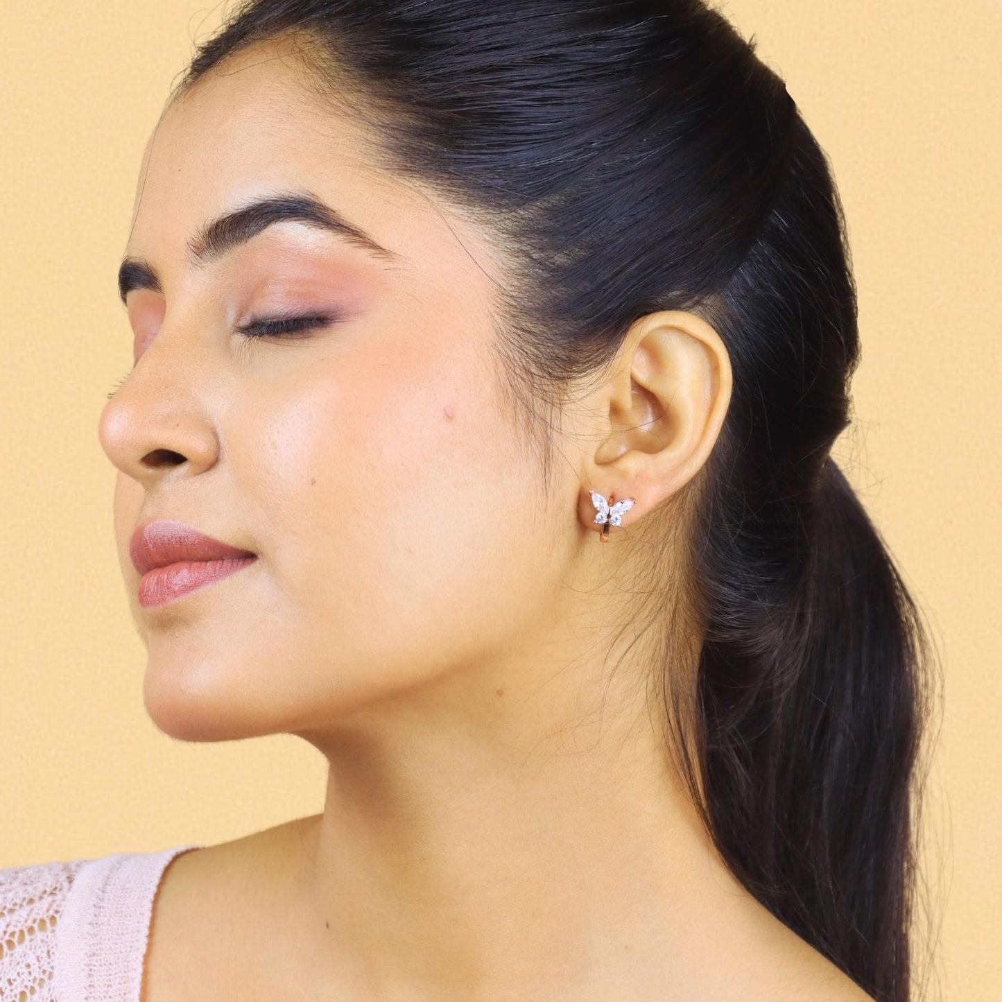 Whispering Wings Butterfly Hoops Earrings -925 Silver