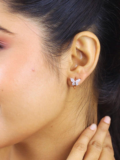 Whispering Wings Butterfly Hoops Earrings -925 Silver