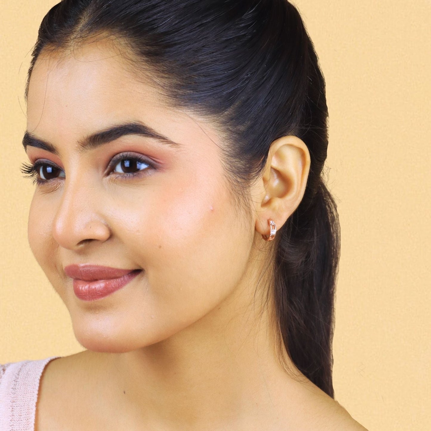 Aurora Bloom Rose Gold Hoops Earrings  - 925 Silver