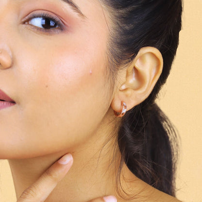 Aurora Bloom Rose Gold Hoops Earrings  - 925 Silver