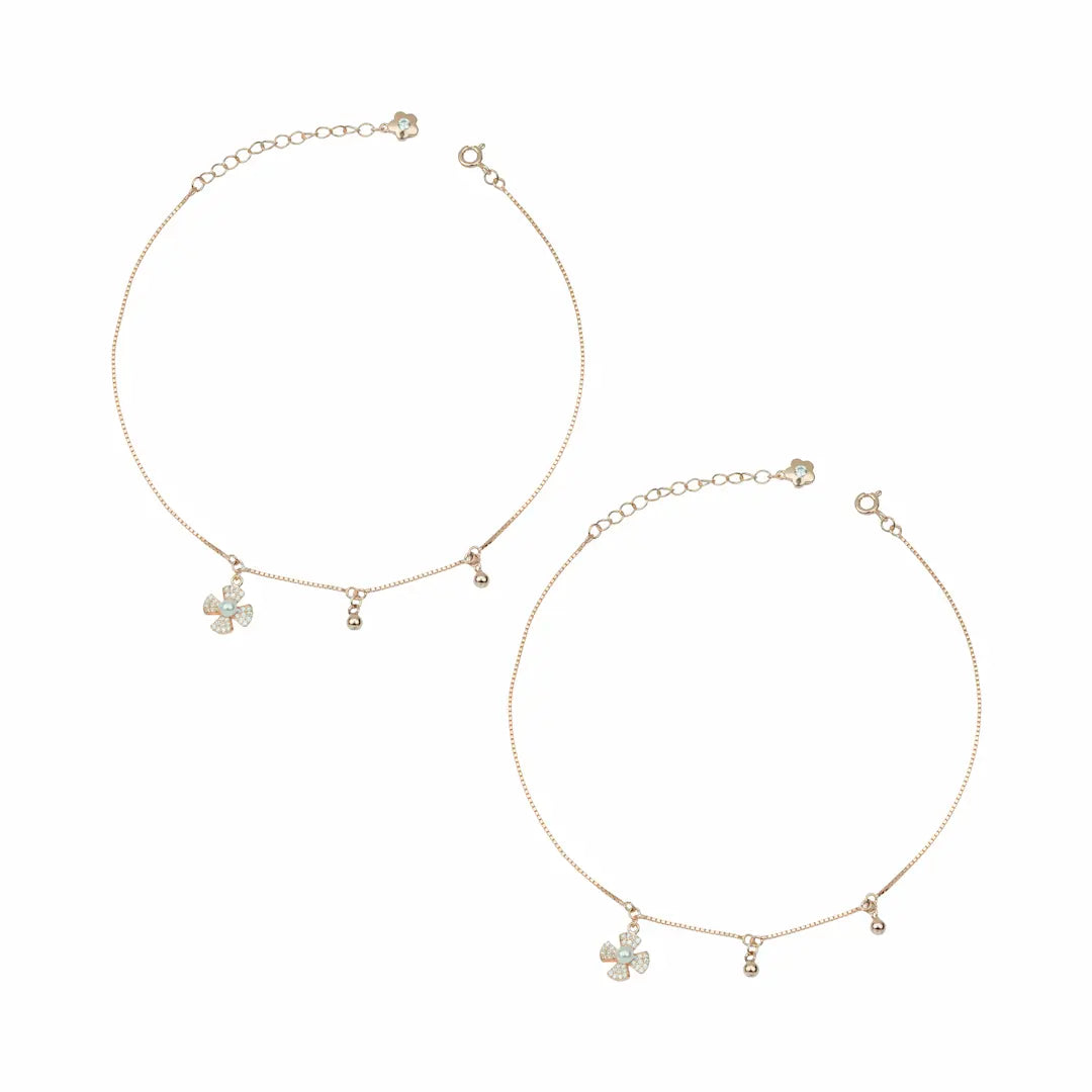 Luxury Rose Gold 925 Silver Adjustable Charm Anklets
