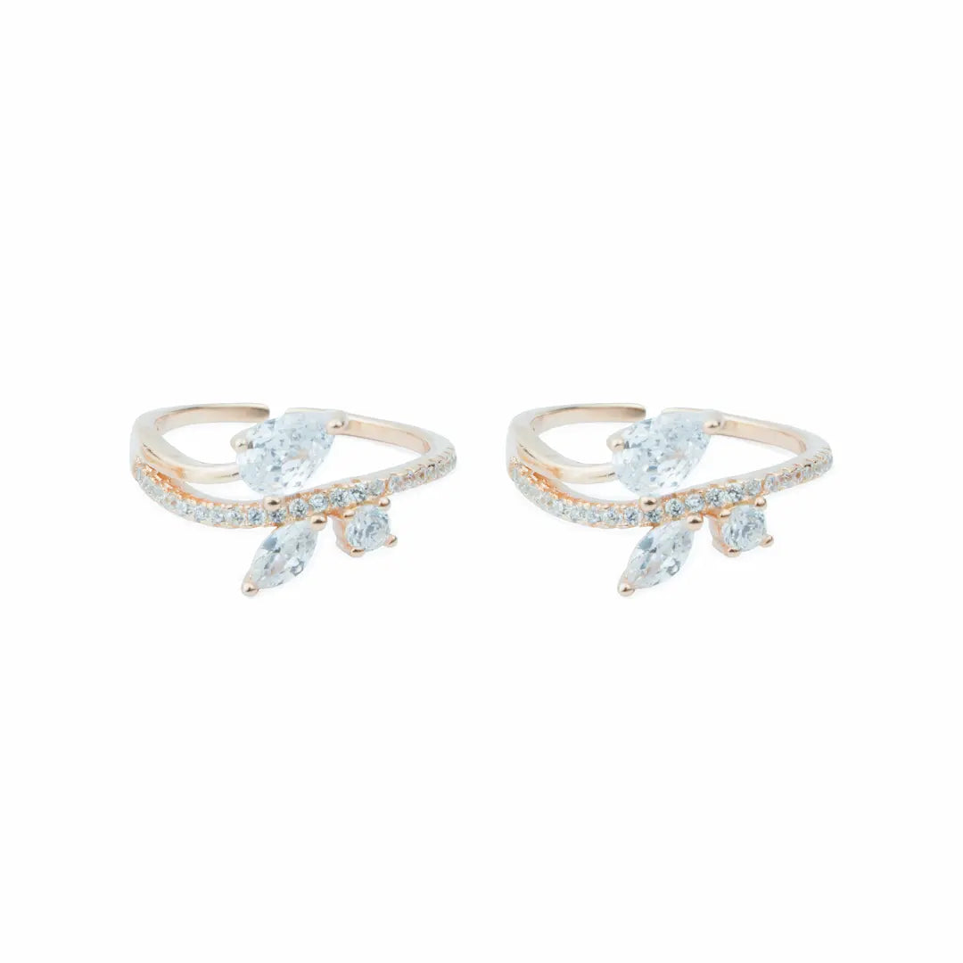 Celestia Bloom 925 Silver Adjustable Toe Ring (Rose Gold Finish)