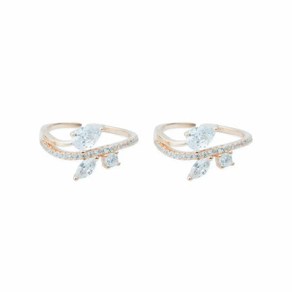 Celestia Bloom 925 Silver Adjustable Toe Ring (Rose Gold Finish)