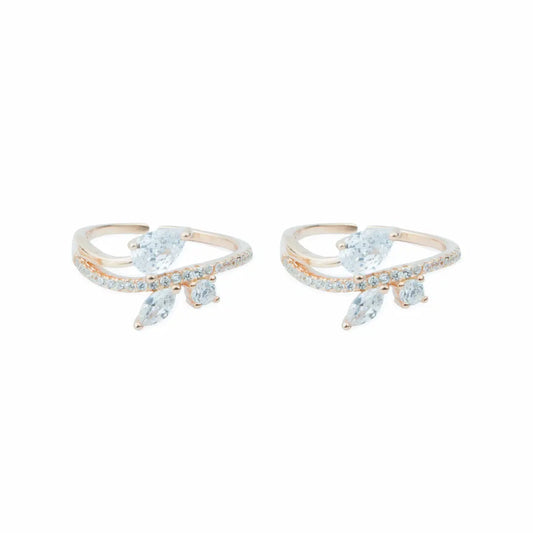 Celestia Bloom 925 Silver Adjustable Toe Ring (Rose Gold Finish)