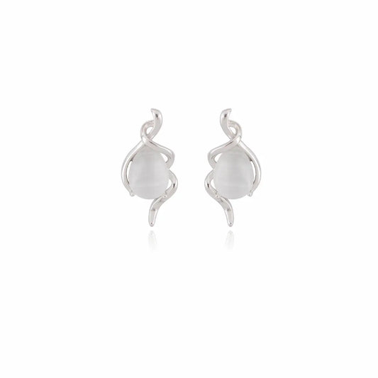 Ethereal Drop 925 Silver Rhodium Twisted Studs