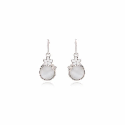 925 Sterling Silver Frosted Meadow Flower Drop Earrings (Adjustable)
