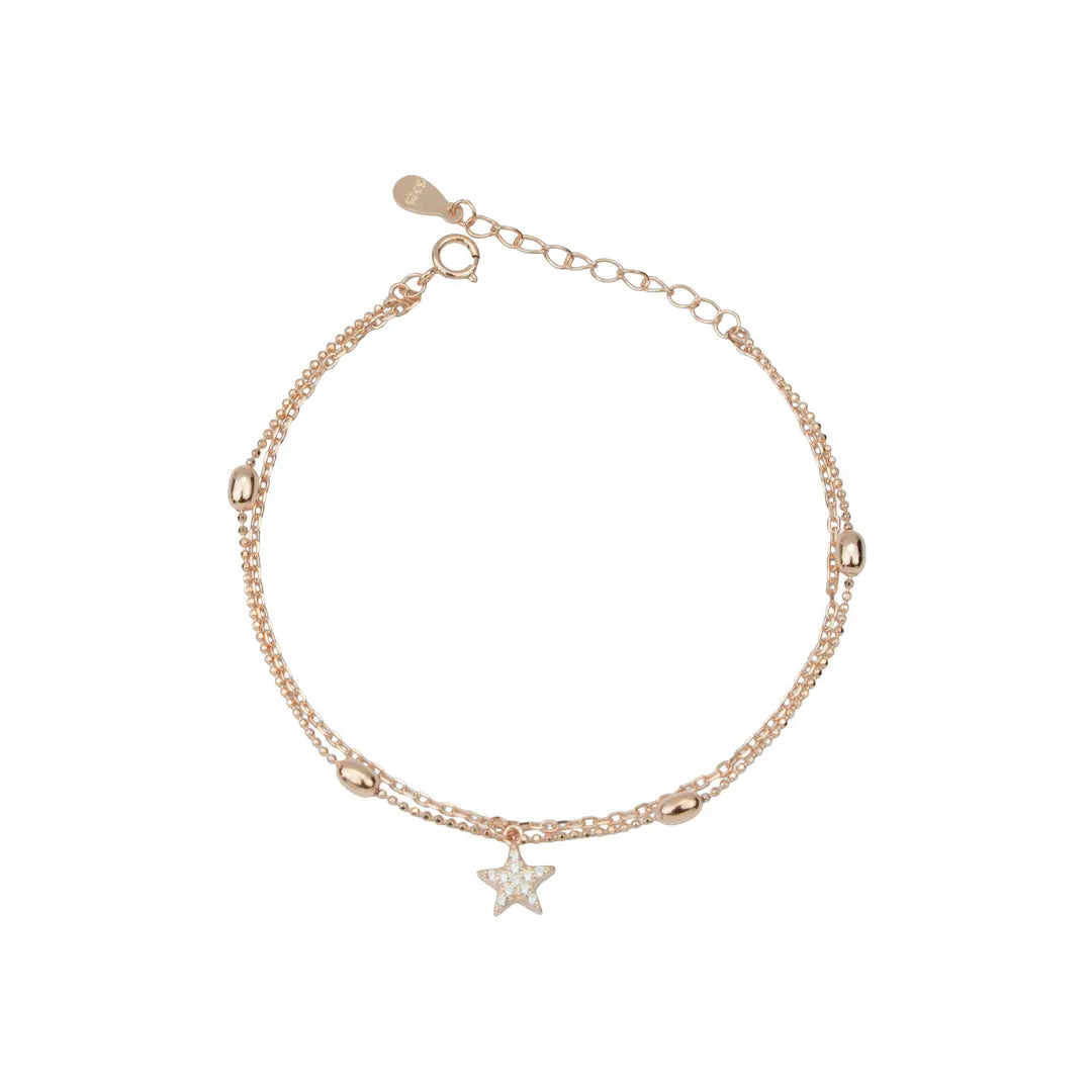 925 Sterling Silver Radiant Star Adjustable Triple-Strand Bracelet
