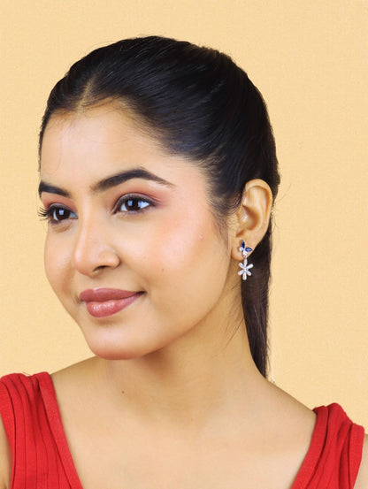 The Sapphire Bloom Drop Earrings - 925 Silver