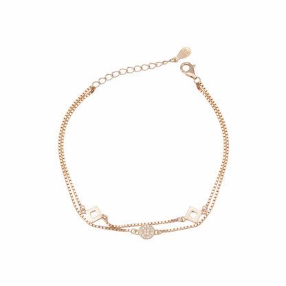 925 Sterling Silver Geometric Halo Adjustable Multi-Layer Bracelet