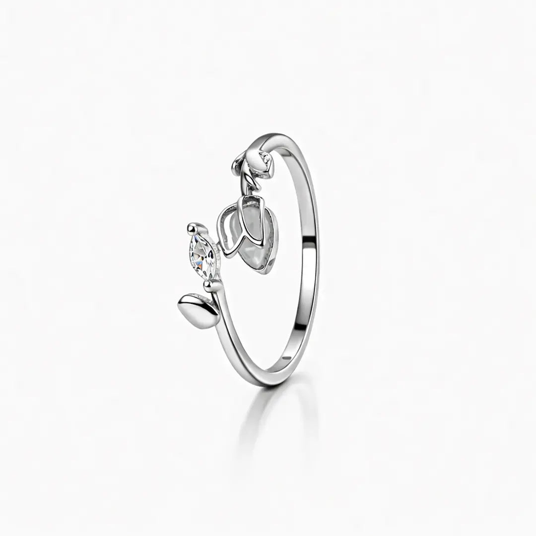 Graceful 925 Silver Blooming Tulip Adjustable Open Ring