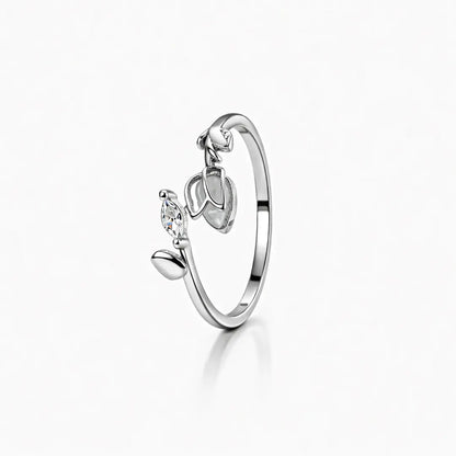 Graceful 925 Silver Blooming Tulip Adjustable Open Ring