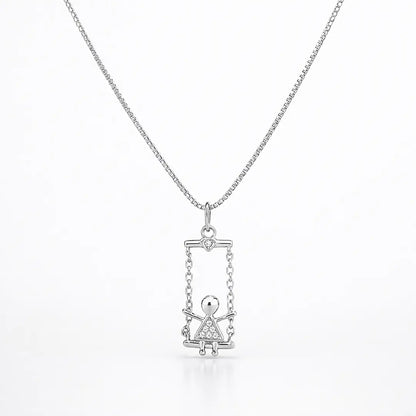 Whimsical 925 Silver Swinging Girl Adjustable Pendant Necklace
