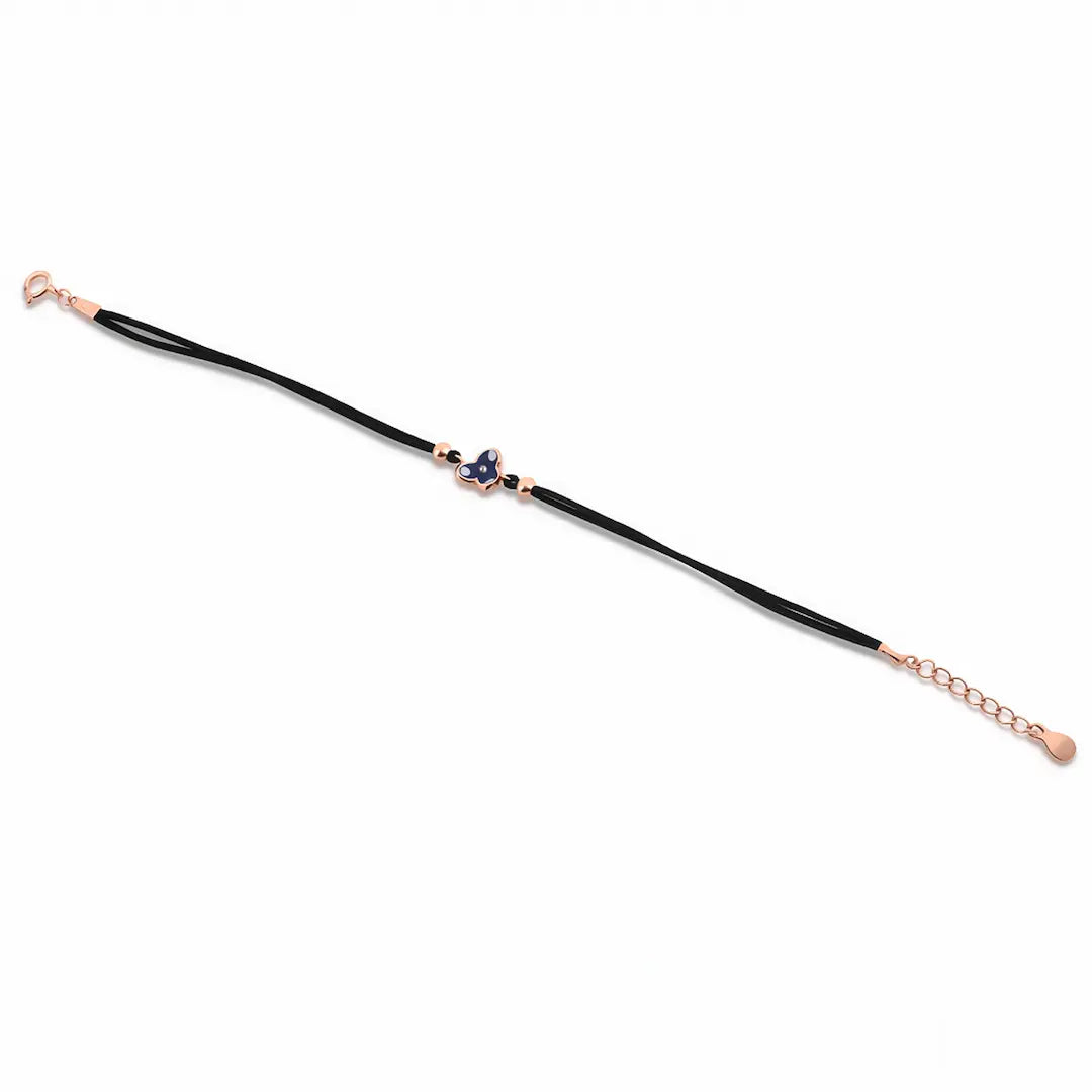 Royal Azure 925 Silver Rose Gold Clover Adjustable Bracelet