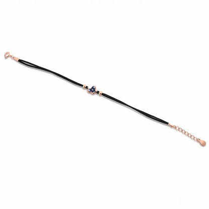 Royal Azure 925 Silver Rose Gold Clover Adjustable Bracelet