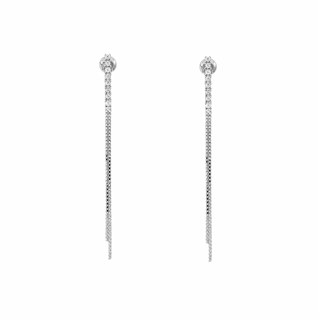 Sparkling Cascade 925 Silver Triple-Strand Adjustable Dangle Earrings