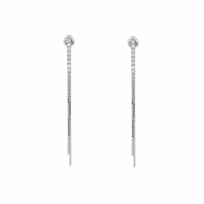 Sparkling Cascade 925 Silver Triple-Strand Adjustable Dangle Earrings