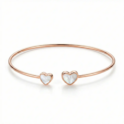 Graceful Hearts 925 Silver Rose Gold Adjustable Kada