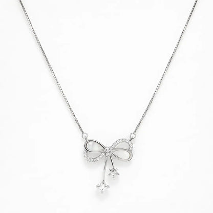 Starlit Bow Silver Necklace - 925 Silver