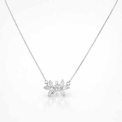 Sparkling 925 Silver Floral Trio Adjustable Pendant Necklace