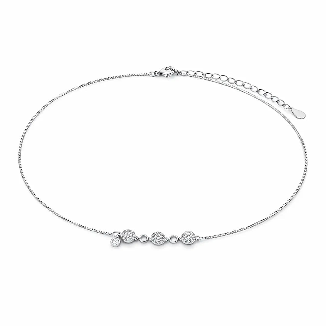 Luminous Trio 925 Silver Rose Gold Adjustable Charm Bracelet