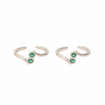 Emerald Duo  Adjustable Toe Ring-925 Silver