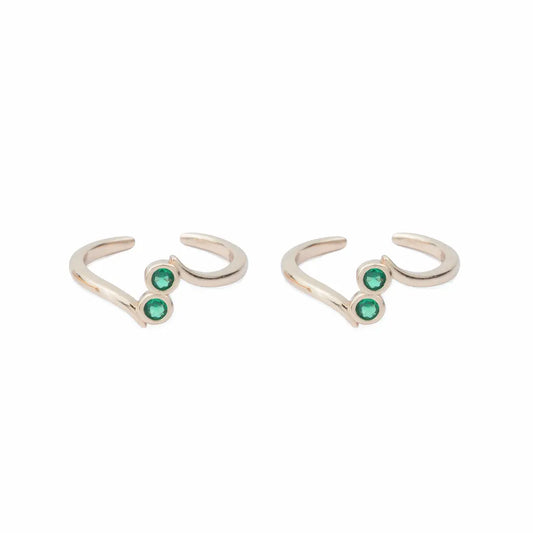 Emerald Duo  Adjustable Toe Ring-925 Silver