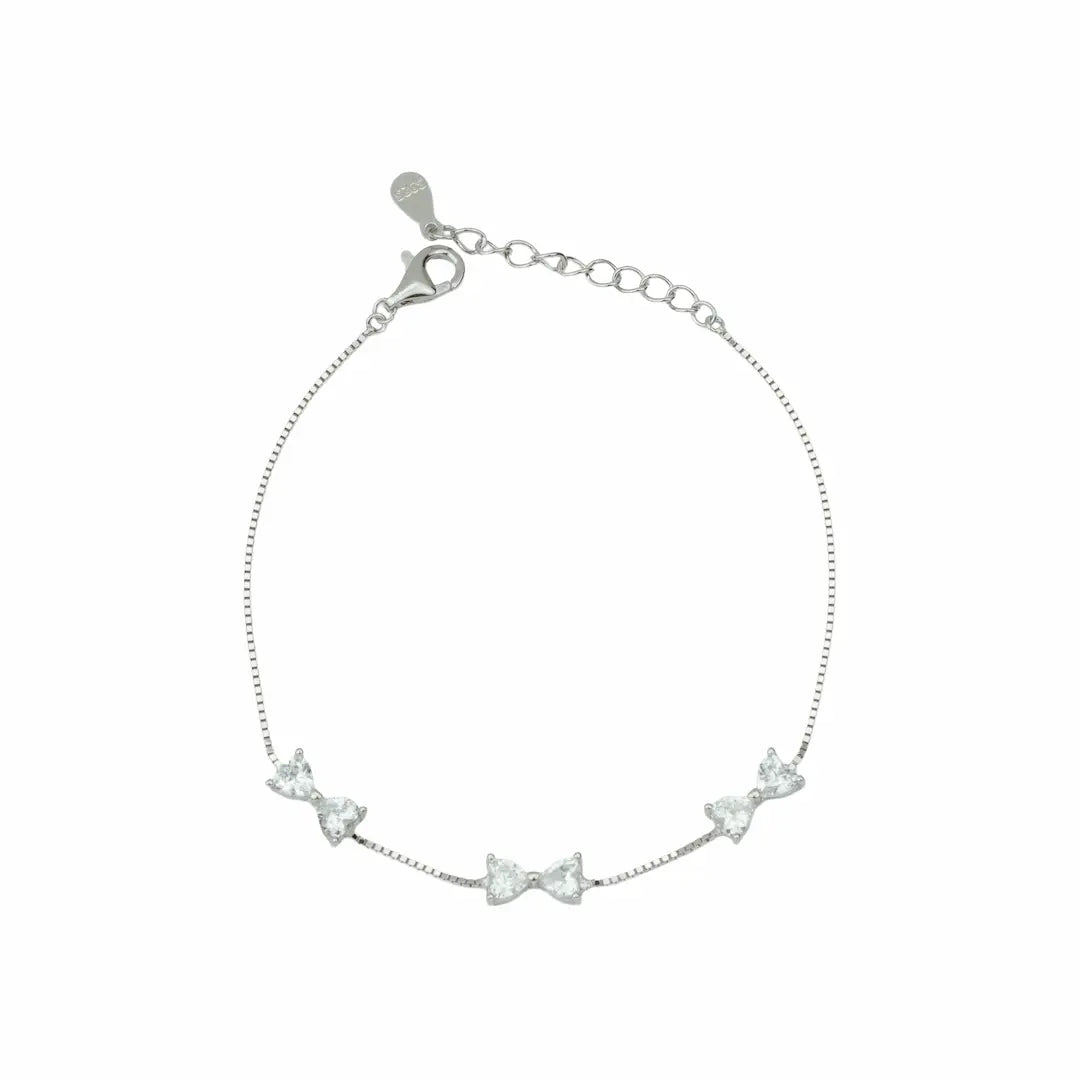 925 Sterling Silver Radiant Bow Adjustable Bracelet