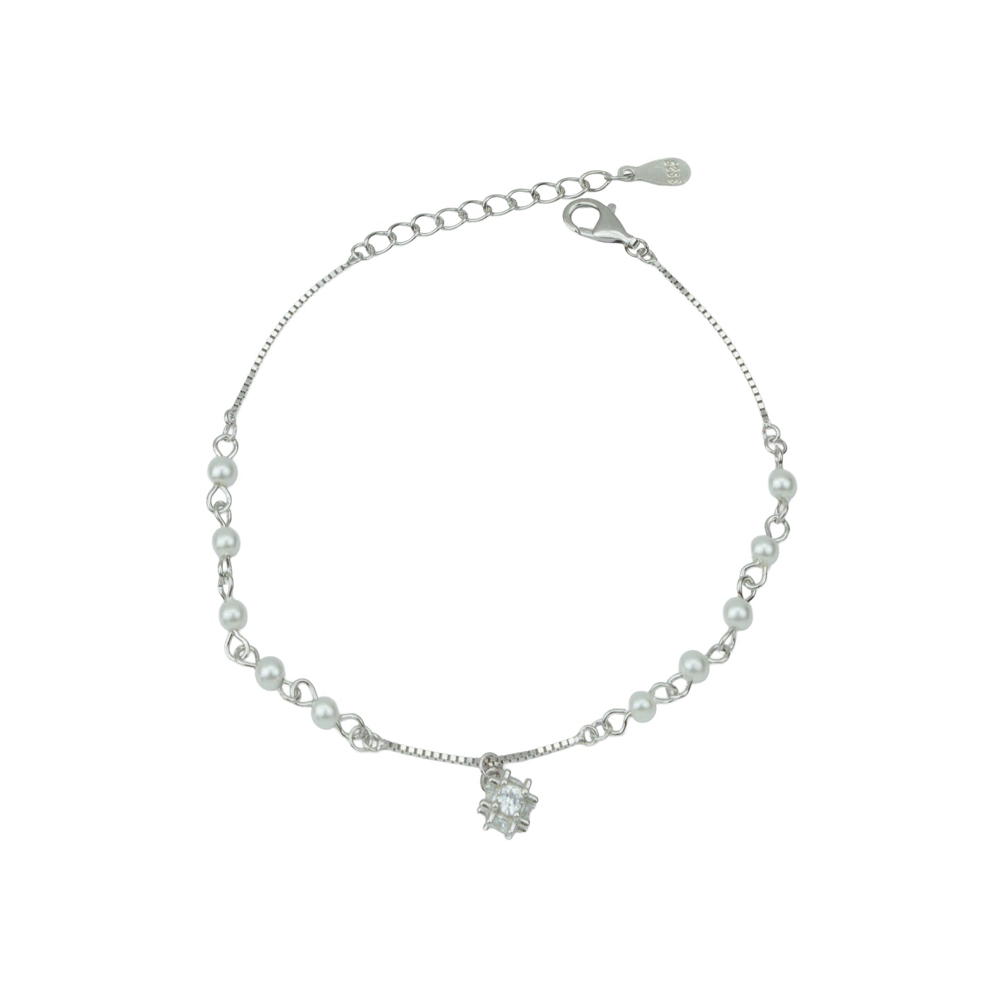 925 Sterling Silver Pearl & North Star Adjustable Bracelet