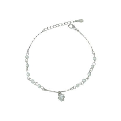 925 Sterling Silver Pearl & North Star Adjustable Bracelet