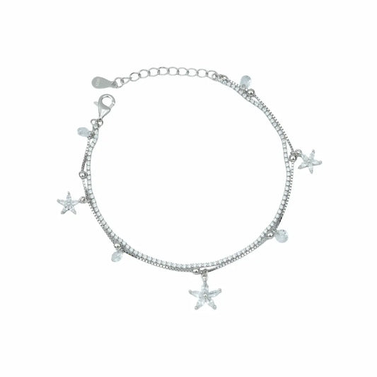 925 Sterling Silver Radiant Star Adjustable Charm Bracelet