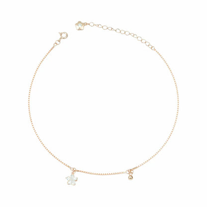 925 Sterling Silver Rose Gold Adjustable Dual Anklet Set