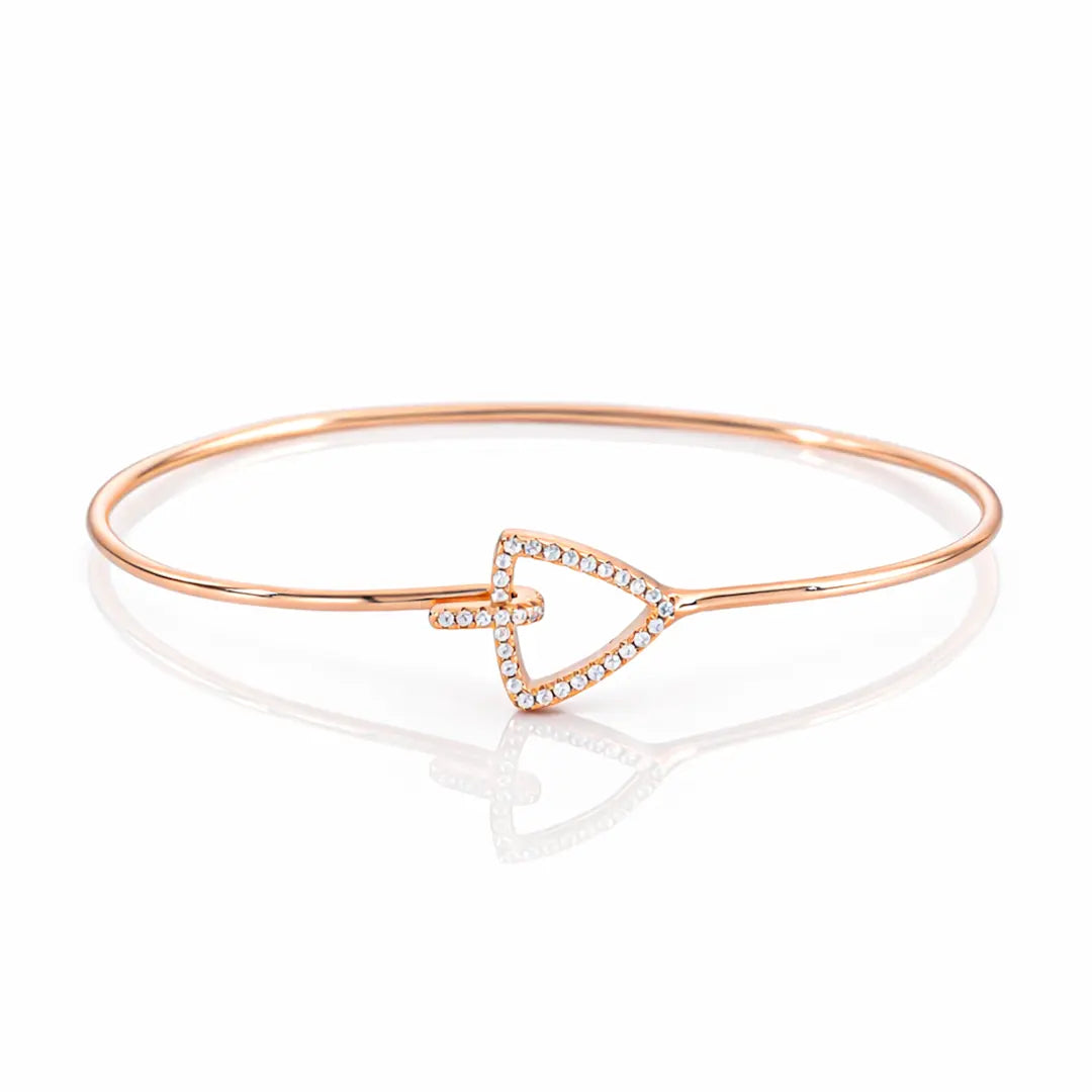 Sparkling Arrow 925 Silver Adjustable Rose Gold Kada