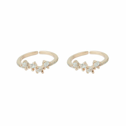 925 Silver Aurora Bloom Adjustable Toe Ring (Rose Gold Finish)