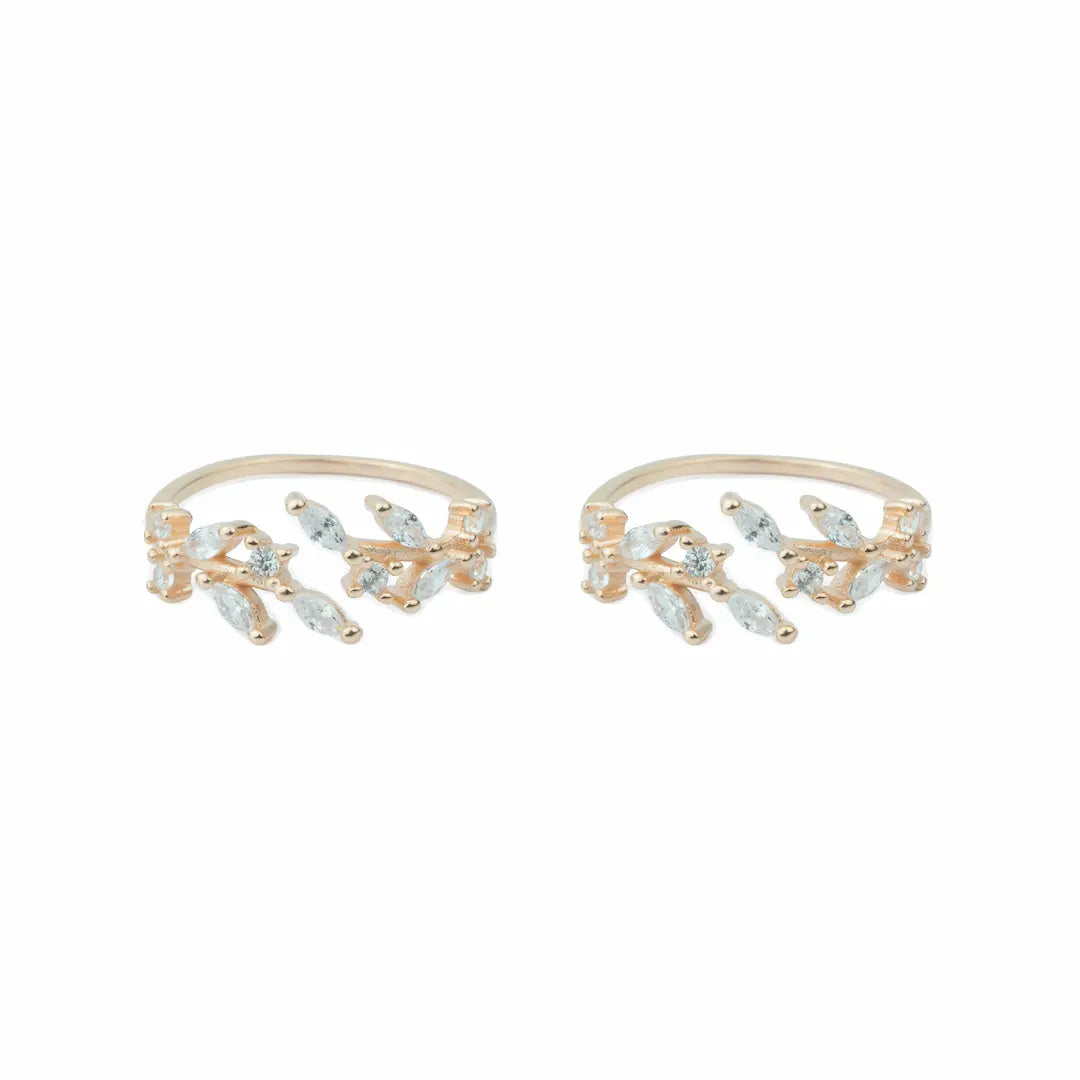 Aurora Vine  Adjustable Toe Ring (Rose and silver Gold Finish)-925 silver