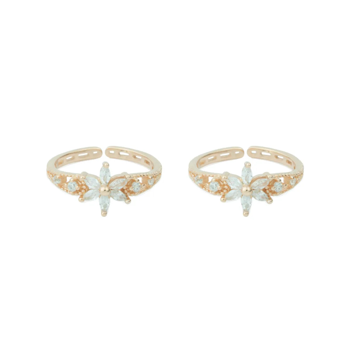 Blossom Spark 925 Silver Adjustable Rose Gold Toe Ring