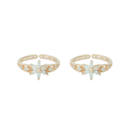 Blossom Spark 925 Silver Adjustable Rose Gold Toe Ring