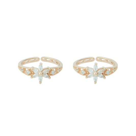 Blossom Spark 925 Silver Adjustable Rose Gold Toe Ring