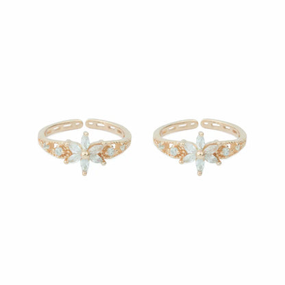 floral Glow 925 Silver Adjustable Toe Ring (Rose Gold Finish)