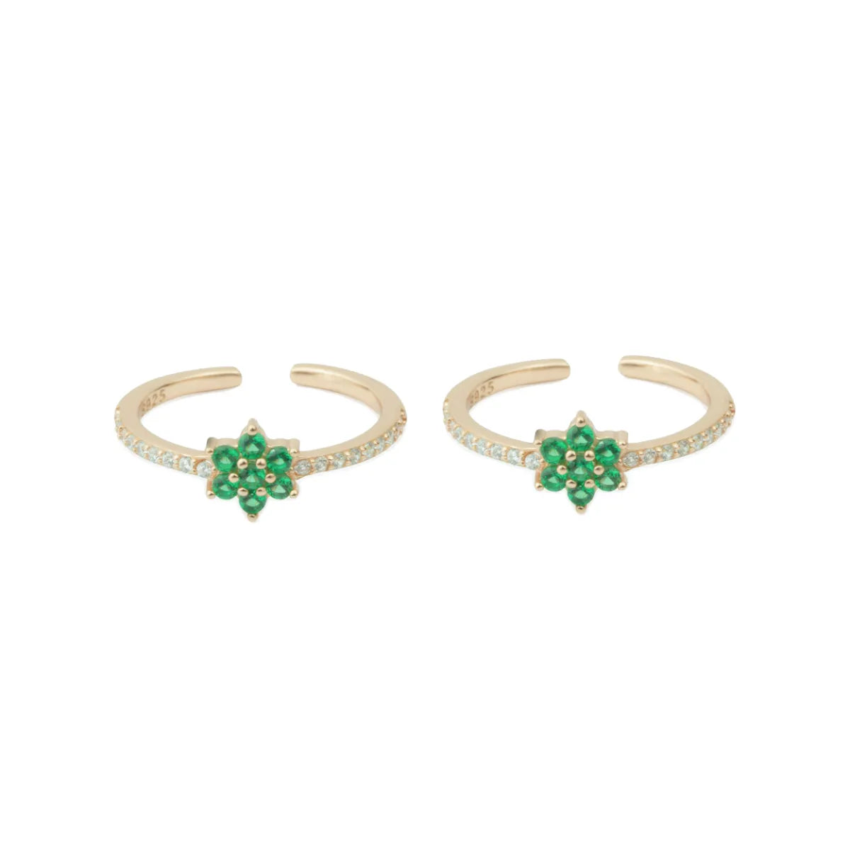 Emerald Bloom 925 Silver Adjustable Rose Gold Toe Ring- 925 Silver