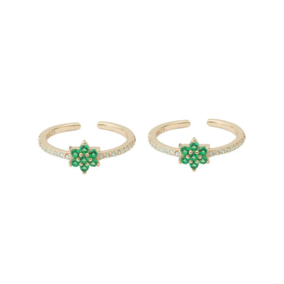 Emerald Bloom 925 Silver Adjustable Rose Gold Toe Ring- 925 Silver