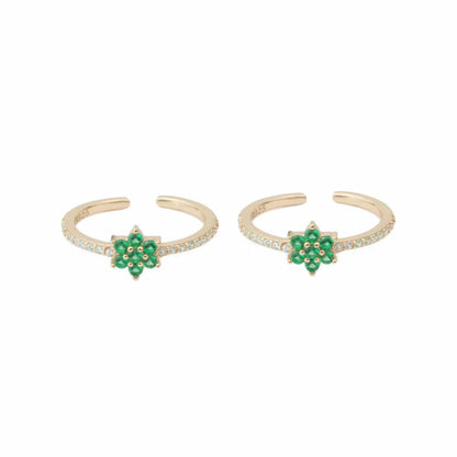 925 Silver Emerald Bloom Adjustable Toe Ring – Rose Gold Finish