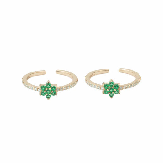 925 Silver Emerald Bloom Adjustable Toe Ring – Rose Gold Finish